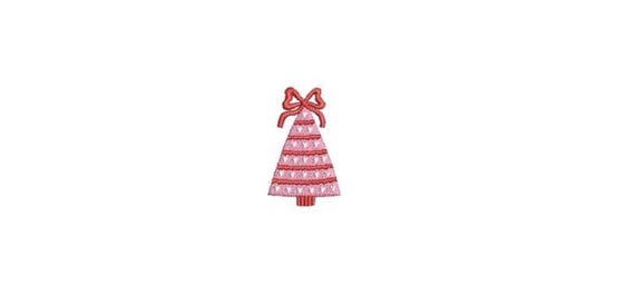 Mini Xmas Tree Christmas Embroidery - Machine Embroidery File design - 4x4 inch hoop - 2 inches Tall Tree - Christmas Embroidery Design