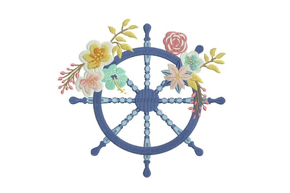 Bohemian Ship Wheel Flowers Machine Embroidery File design 8x12 inch hoop