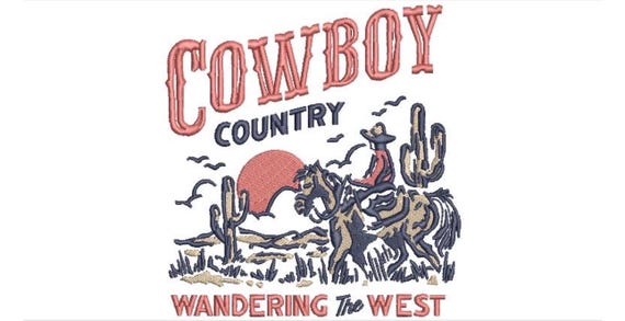 Cowboy Country Western Machine Embroidery File design - 5x7 inch hoop - Cowgirl and Cowboy Design