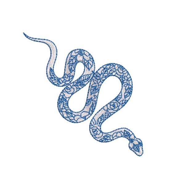 Blue And White Snake Machine Embroidery File design - 4 x 4 inch hoop - instant download - Chinoiserie Snake Design