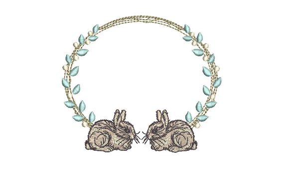 Bunny Monogram Frame  - Machine Embroidery File design 5 x 7 inch hoop - Easter Embroidery Design