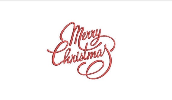 Merry Christmas Red Embroidery - Machine Embroidery File design - 4x4 inch hoop - Satin Stitch