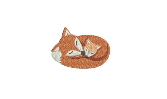 Fox Embroidery - Machine Embroidery Woodland Fox & Baby Machine Embroidery File design 4 x 4 inch hoop