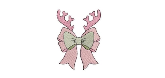 Reindeer Christmas Embroidery - Xmas Embroidery File design 4x4 hoop - Coquette Bows Christmas Design