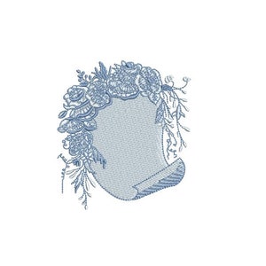 Floral Scroll Frame - Machine Embroidery File design - 4x4 inch hoop - Monogram Frame
