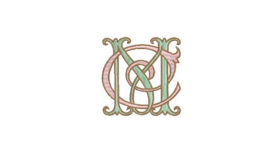 Antique C M Monogram or M C  -  Machine Embroidery File design - 3x3 inch hoop - Vintage Monogram
