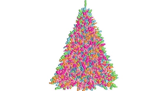 Paint Splatter Xmas Tree Embroidery - Machine Embroidery File design  - 5x7 inch hoop - Christmas Embroidery