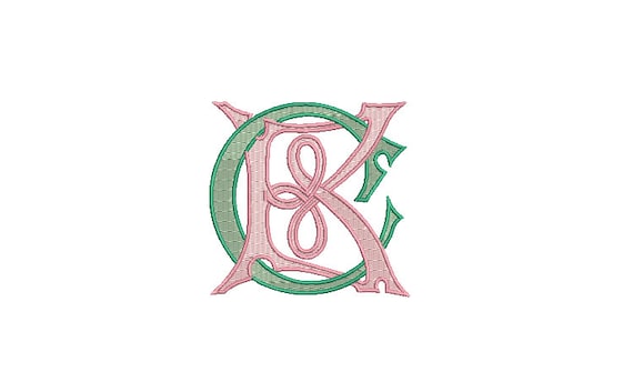 Antique C K Monogram or K C  -  Machine Embroidery File design - 3x3 inch hoop - Vintage Monogram Design