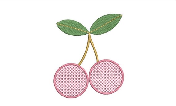 Cross Stitch Cherries - Machine Embroidery File design - 4 x 4 inch hoop - Instant Download - Cherries Embroidery
