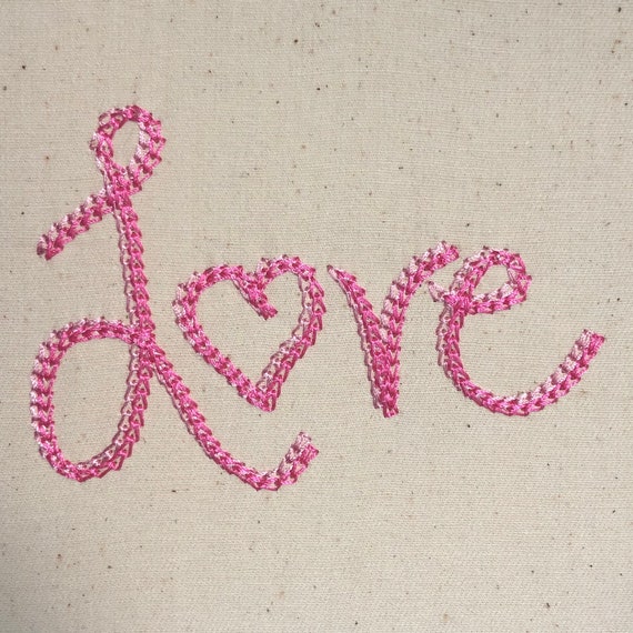 Vintage Double Chain Stitch LOVE Machine Embroidery File design 4x4 inch hoop