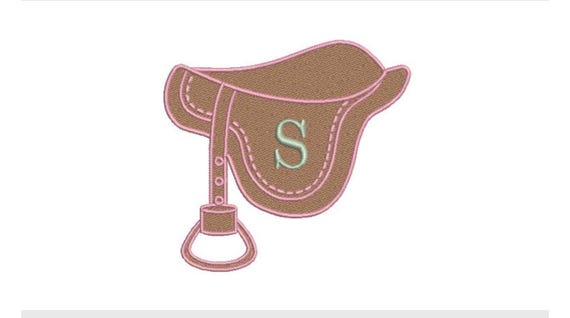 Horse Saddle Machine Embroidery File design - 4x4 inch or 10x10cm hoop - Digital Download - Monogram