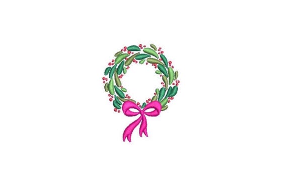 Mini Bow Wreath Christmas Embroidery - Machine Embroidery File design - 4x4 inch hoop - Christmas Embroidery Design