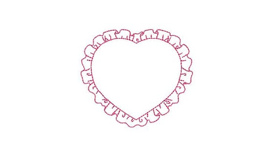 Ruffle Heart Frame Machine Embroidery File design - 4 x 4 inch hoop - Heart Monogram Frame