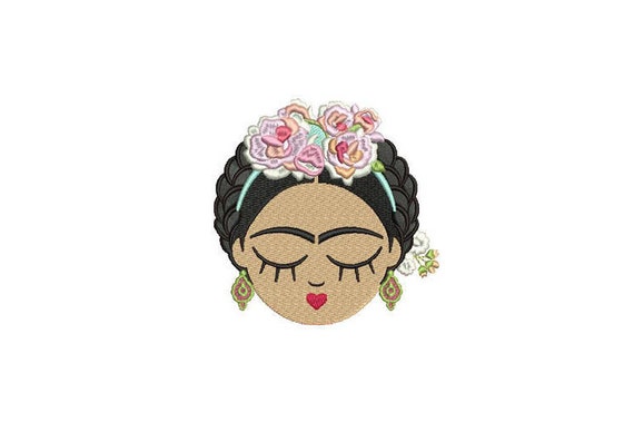 Mexican Girl Face - Machine Embroidery File design - 5x7 hoop - Embroidery Patch Embroidery