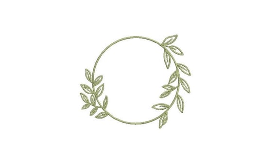 Leafy Circle Frame - Machine Embroidery File design - 4 x 4 inch hoop -  Monogram Frame