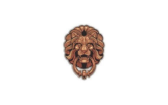 Lion Face Knocker Embroidery - Urban Modern Lion Machine Embroidery File design - 4x4 inch hoop