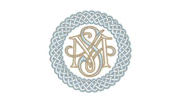 Basket Weave Round Monogram Frame -  Machine Embroidery File design -  4x4 hoop - Round Border Frame