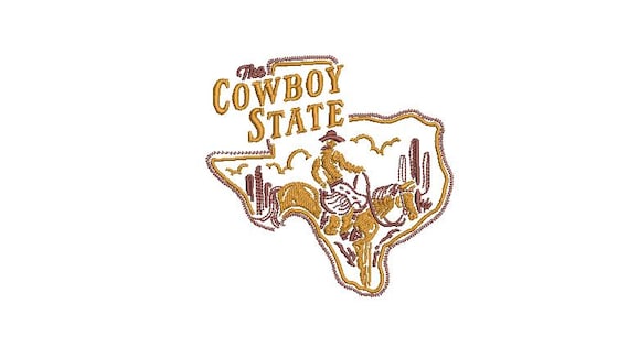 Cowboy State Western Machine Embroidery File design - 4x4 inch hoop - Cowgirl and Cowboy Design - Texas Design