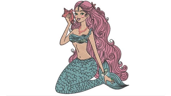 Mermaid EmbroideryDesign - Mermaid Beauty Machine Embroidery File design  - 5x7inch hoop