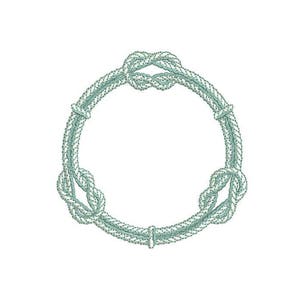 Knot Rope Nautical Machine Embroidery File design 4x4 inch hoop - Monogram Frame