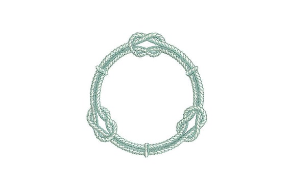 Knot Rope Nautical Machine Embroidery File design 4x4 inch hoop - Monogram Frame