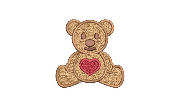 Chenille Teddy with Heart used with 3D Puffy Foam - Machine Embroidery File design 4x4 inch hoop - 4 inch size design