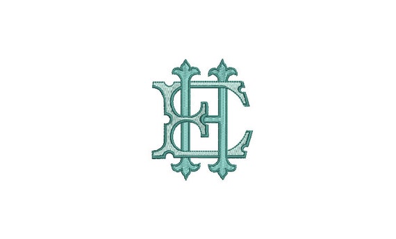 Antique E H  Monogram or H E  -  Machine Embroidery File design - 3x3 inch hoop - Vintage Monogram Design