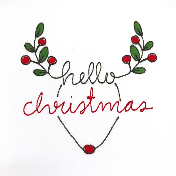 Hello Christmas Rudolph Reindeer Deer Silhouette Machine Embroidery File design 4x4 inch hoop