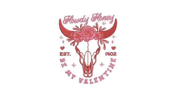 Valentine Embroidery Design = Western Embroidery - Machine Embroidery File design -  4x4 inch hoop - Cowgirl Machine Embroidery