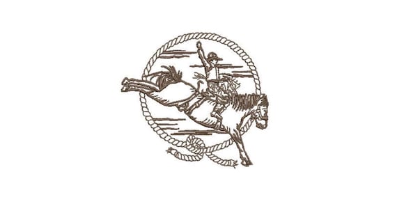 Cowboy Rope Machine Embroidery File design - 4x4 inch hoop - Monogram Frame - Western Embroidery Design