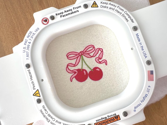 Ribbon Bow Cherries Embroidery Design - Machine Embroidery Instant Download File - Cherries Coquette Bow - 2x2 inches