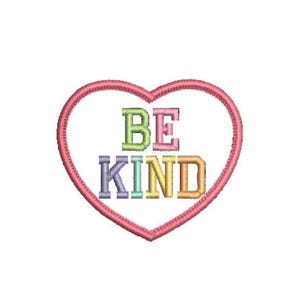 Naszywka „Be Kind Heart” do haftu maszynowego, plik 4 x 4 cale, tamborek – wzór haftu tęczowego