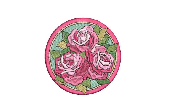 Parche de rosas diseño del archivo de bordado de la máquina 4 x 4  