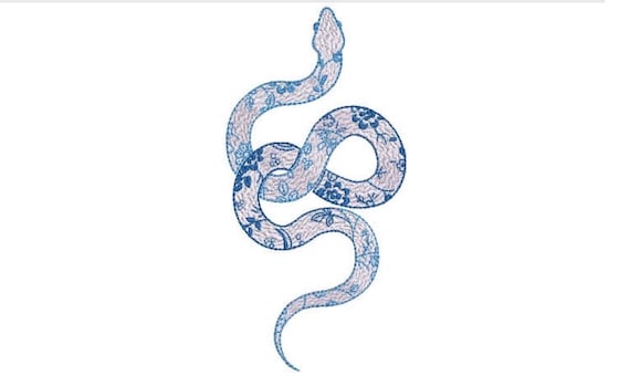 Chinoiserie Snake Embroidery Design - Machine Embroidery File design - 5x7 inch hoop - instant download