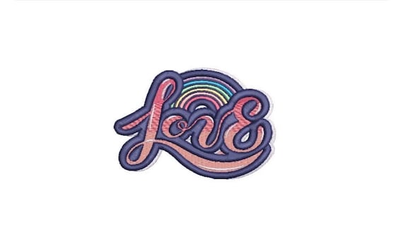 Love Patch Embroidery Design - Machine Embroidery File design -  4x4 inch hoop - 10cm hoop - Rainbow Embroidery File