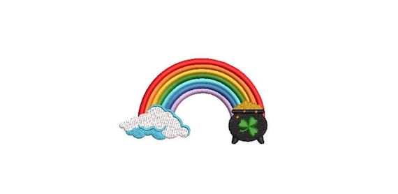 Rainbow Shamrock Pot of Gold - Machine Embroidery File design - 4x4 inch hoop - Monogram Frame - Rainbow Embroidery Design