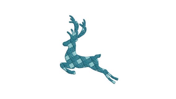 Plaid Deer Embroidery - Machine Embroidery File design - 4x4 inch hoop - Fawn Embroidery Design