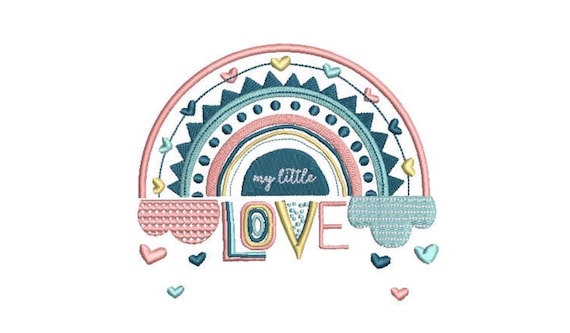 Love Rainbow Machine Embroidery File design  - 5 x 7 inch hoop sideways - Rainbow Embroidery Design