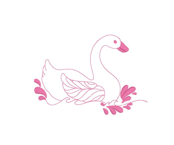 Swan Lake Machine Embroidery File design 5x7 inch hoop - instant download ITH