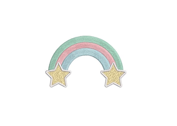 Rainbow and Stars - Machine Embroidery File design - 4 x 4 inch hoop - Instant Download