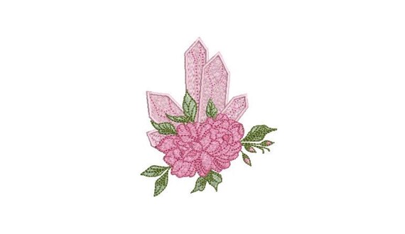 Pink Rose Quartz Machine Embroidery File design - 4 x 4 inch hoop - Crystal Embroidery Design