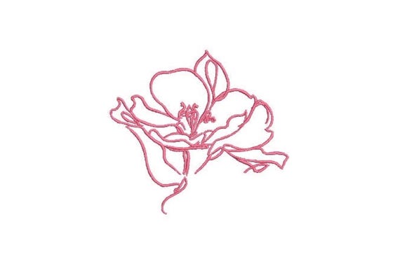 Lily Line Art Embroidery - Flower Machine Embroidery File design - 4x4 inch hoop - instant download
