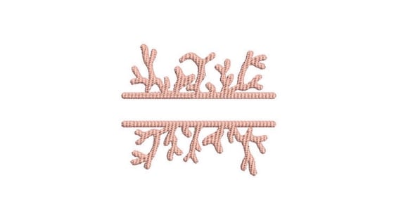 Coral Split Monogram Frame - Machine Embroidery File design - 4x4 hoop - Instant Download