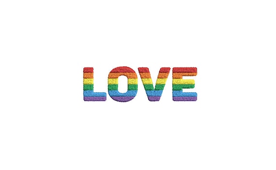 Rainbow LOVE  Machine Embroidery File design - 4x4 inch - Rainbow Embroidery