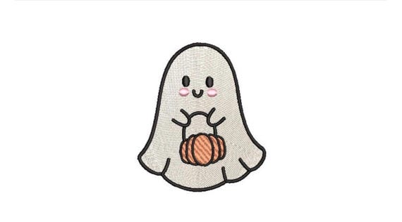 Ghost Embroidery Design - Ghost Pumpkin Lantern Machine Embroidery File design 4x4 inch hoop - Halloween - instant download