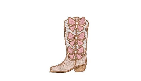 Cowgirl Boot and Bows Machine Embroidery File design - 4x4 inch hoop - Monogram Frame - Coquette Embroidery