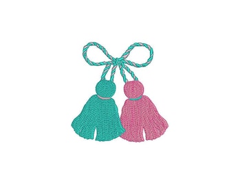 Vintage Tassels Bow Machine Embroidery File design 4x4 inch hoop - instant download