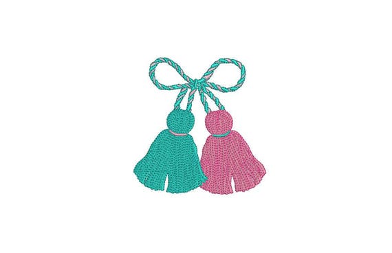 Vintage Tassels Bow Machine Embroidery File design 4x4 inch hoop - instant download