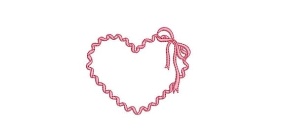 Ric Rac Bow Heart Frame - Machine Embroidery File design - 4x4 inch hoop - Monogram Frame - Heart Embroidery Design
