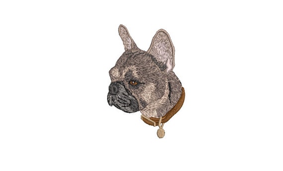 Blue Fawn Frenchie Portrait Machine Embroidery File design - 4x4 inch hoop - French Bulldog Embroidery - Pet Portrait